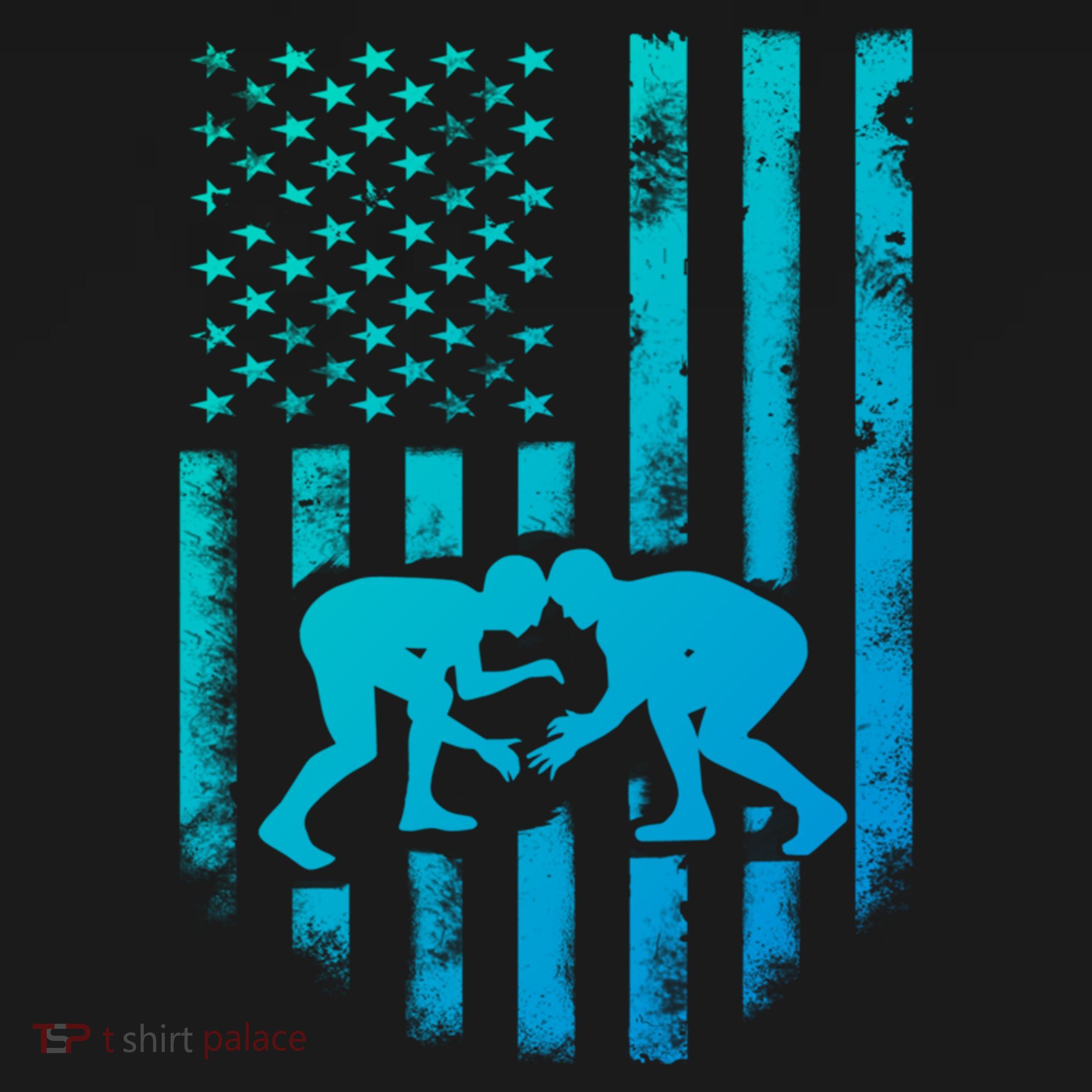 American Flag Wrestling Gift Distressed Wrestle Gift Ornament