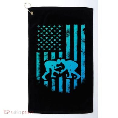 American Flag Wrestling Gift Distressed Wrestle Gift Golf Towel