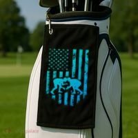 American Flag Wrestling Gift Distressed Wrestle Gift Golf Towel thumb 2