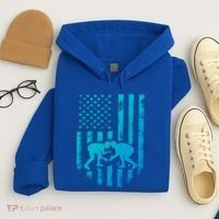 American Flag Wrestling Gift Distressed Wrestle Gift Hoodie thumb 4