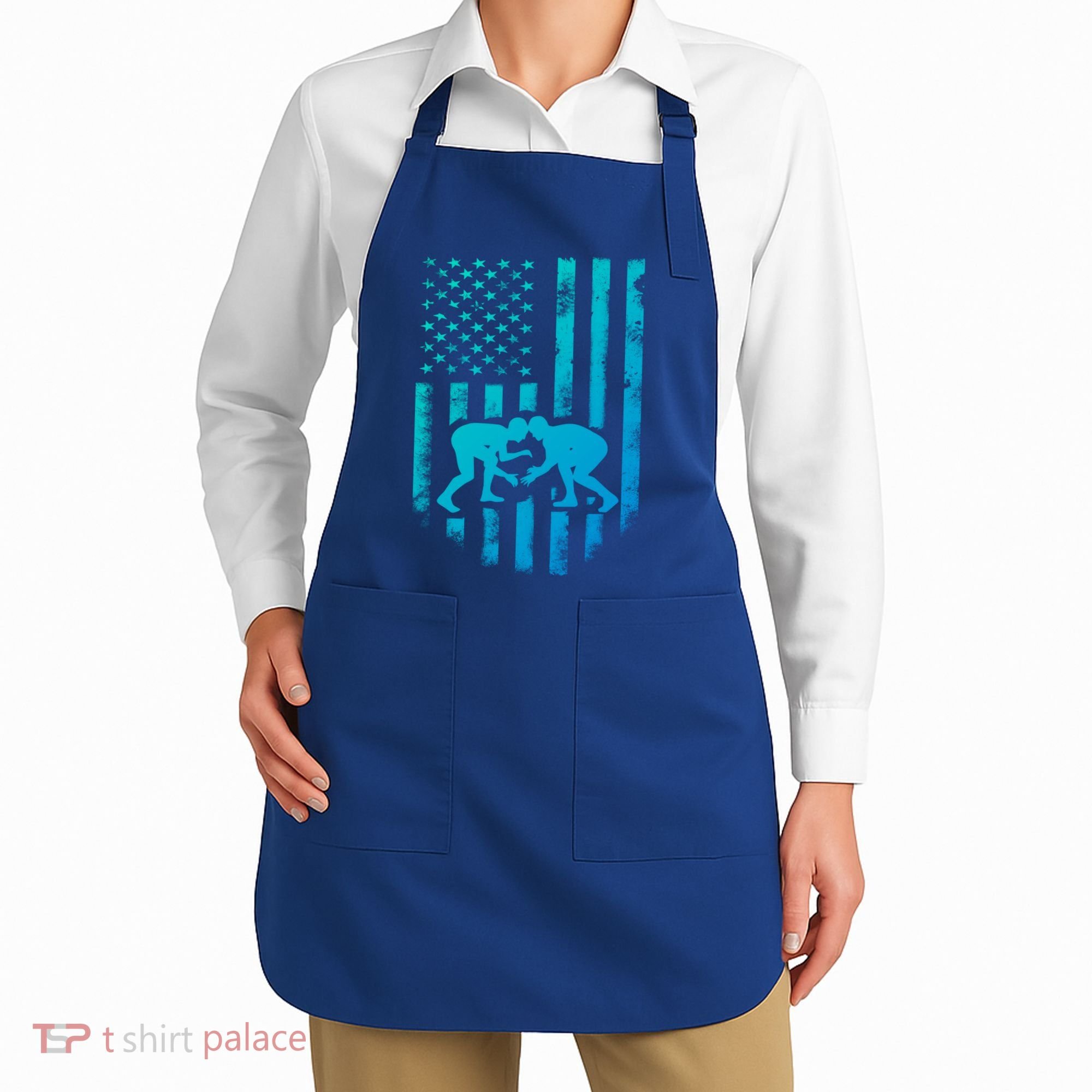 American Flag Wrestling Gift Distressed Wrestle Gift Apron