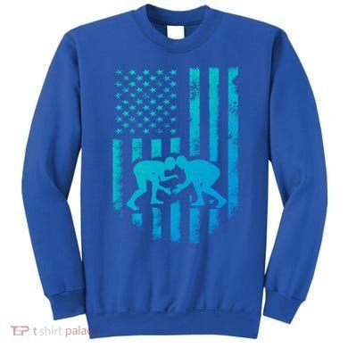 American Flag Wrestling Gift Distressed Wrestle Gift Sweatshirt
