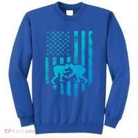 American Flag Wrestling Gift Distressed Wrestle Gift Sweatshirt thumb 0