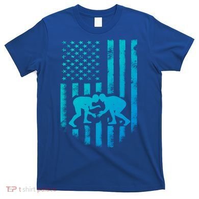 American Flag Wrestling Gift Distressed Wrestle Gift T-Shirt