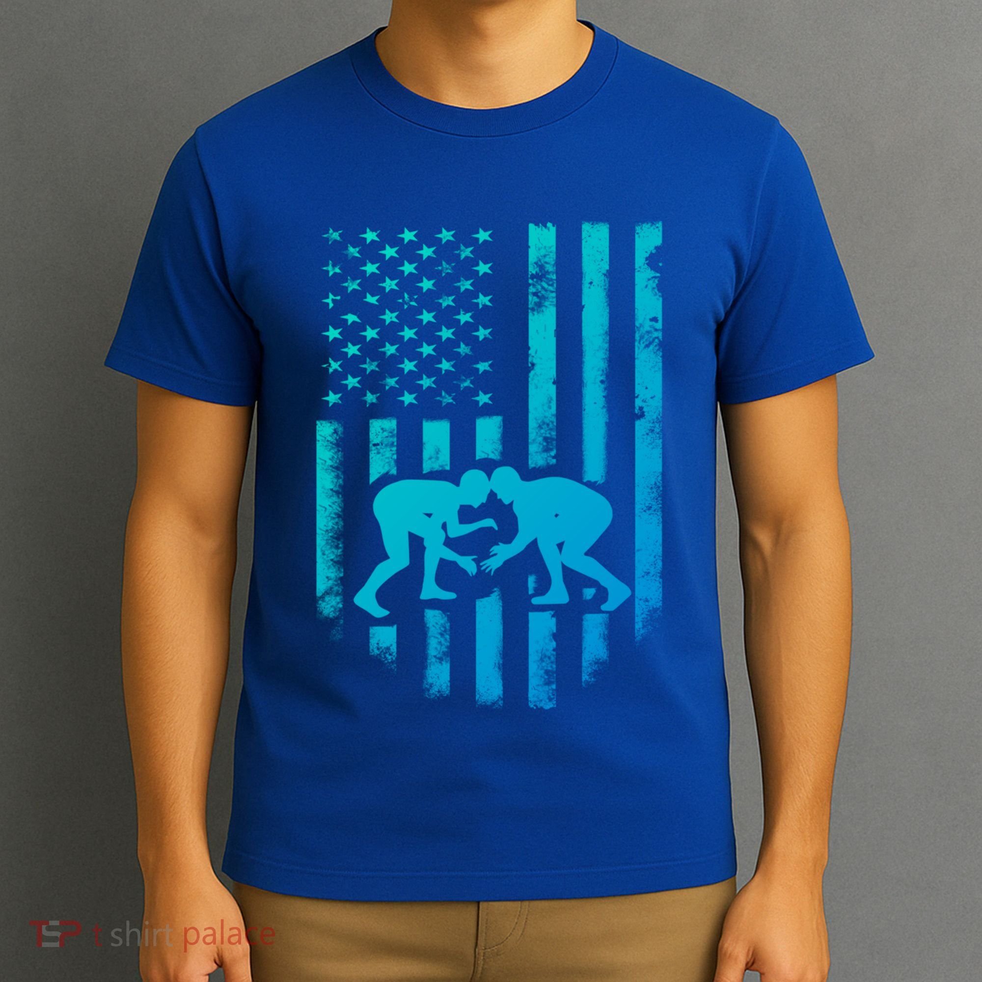 American Flag Wrestling Gift Distressed Wrestle Gift T-Shirt