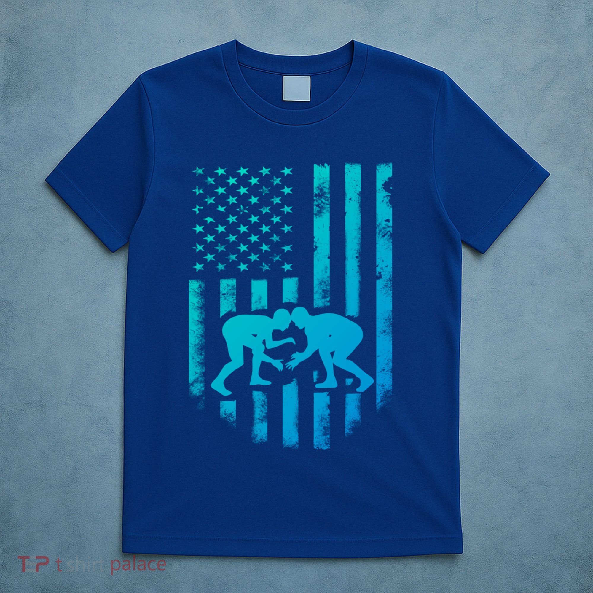 American Flag Wrestling Gift Distressed Wrestle Gift T-Shirt