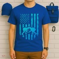 American Flag Wrestling Gift Distressed Wrestle Gift T-Shirt thumb 6