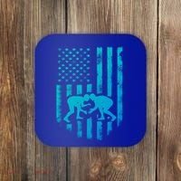 American Flag Wrestling Gift Distressed Wrestle Gift Coaster thumb 0