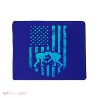 American Flag Wrestling Gift Distressed Wrestle Gift Mousepad thumb 0