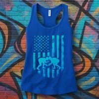 American Flag Wrestling Gift Distressed Wrestle Gift Women's Tank Top thumb 3