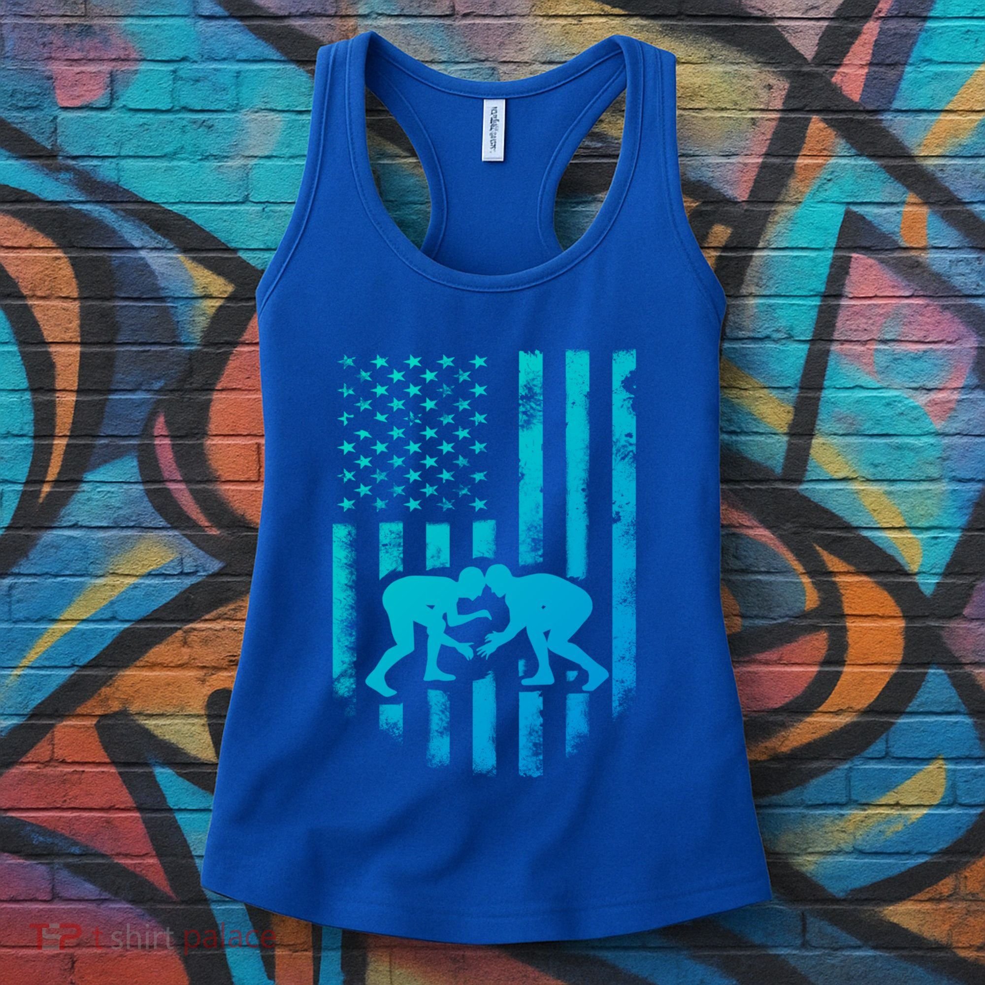 American Flag Wrestling Gift Distressed Wrestle Gift Women's Tank Top