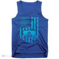 American Flag Wrestling Gift Distressed Wrestle Gift Tank Top thumb 0