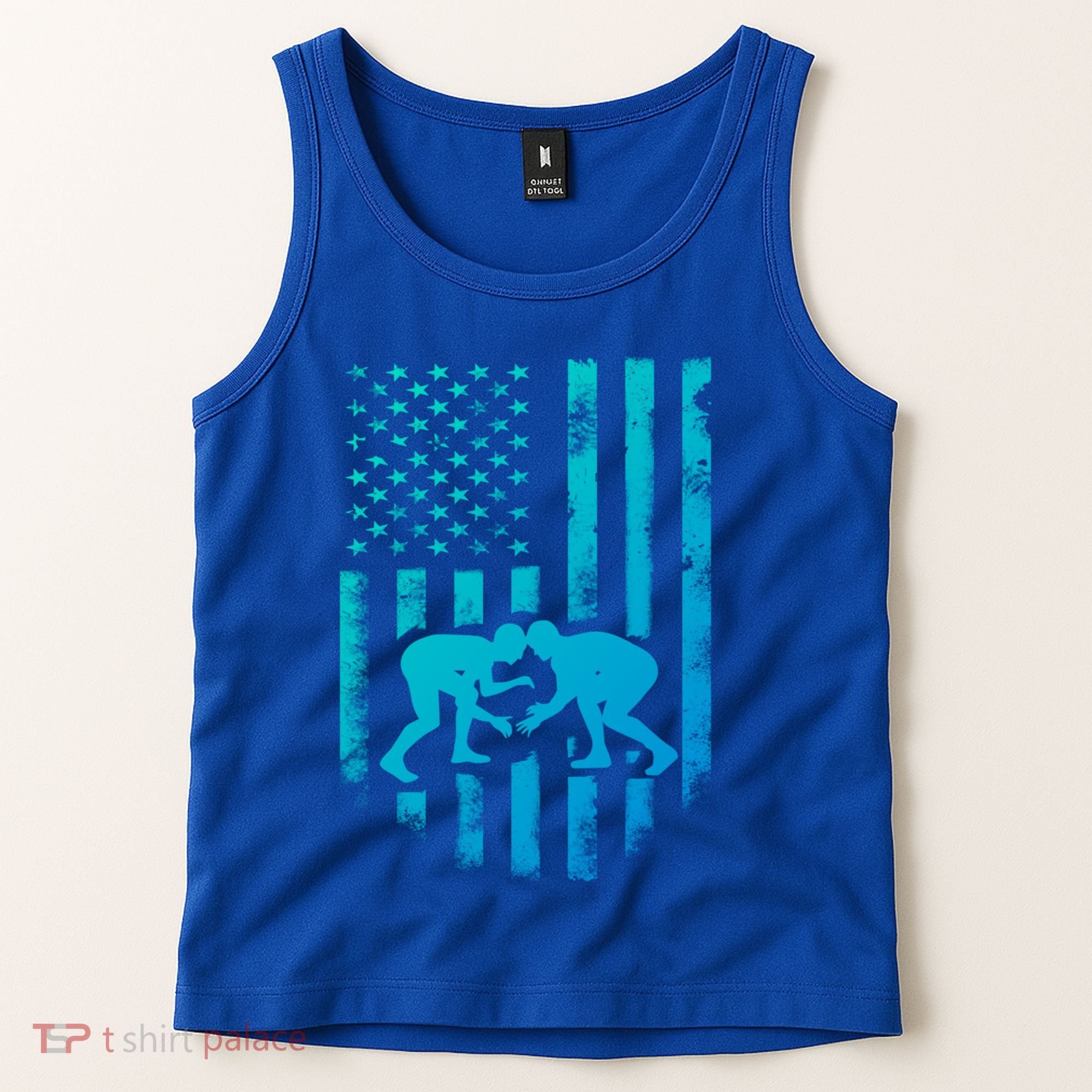 American Flag Wrestling Gift Distressed Wrestle Gift Tank Top
