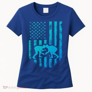 American Flag Wrestling Gift Distressed Wrestle Gift Women's T-Shirt