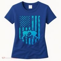 American Flag Wrestling Gift Distressed Wrestle Gift Women's T-Shirt thumb 0