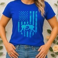 American Flag Wrestling Gift Distressed Wrestle Gift Women's T-Shirt thumb 2