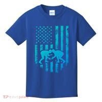 American Flag Wrestling Gift Distressed Wrestle Gift Kids T-Shirt thumb 0