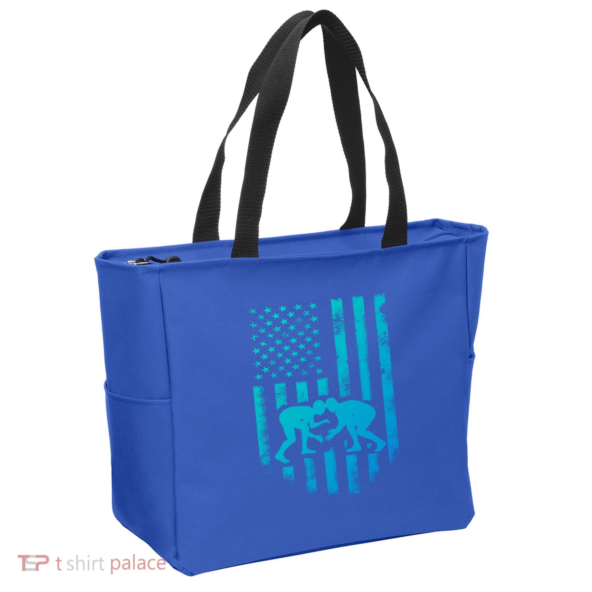 American Flag Wrestling Gift Distressed Wrestle Gift Tote Bag