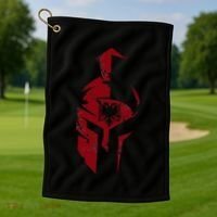 Albanian Flag Warrior Shqip Shqiponja Albanian Eagle Golf Towel thumb 1
