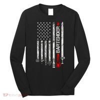 American Flag With Bartender Cool Gift For Women Men Father Long Sleeve Shirt thumb 0