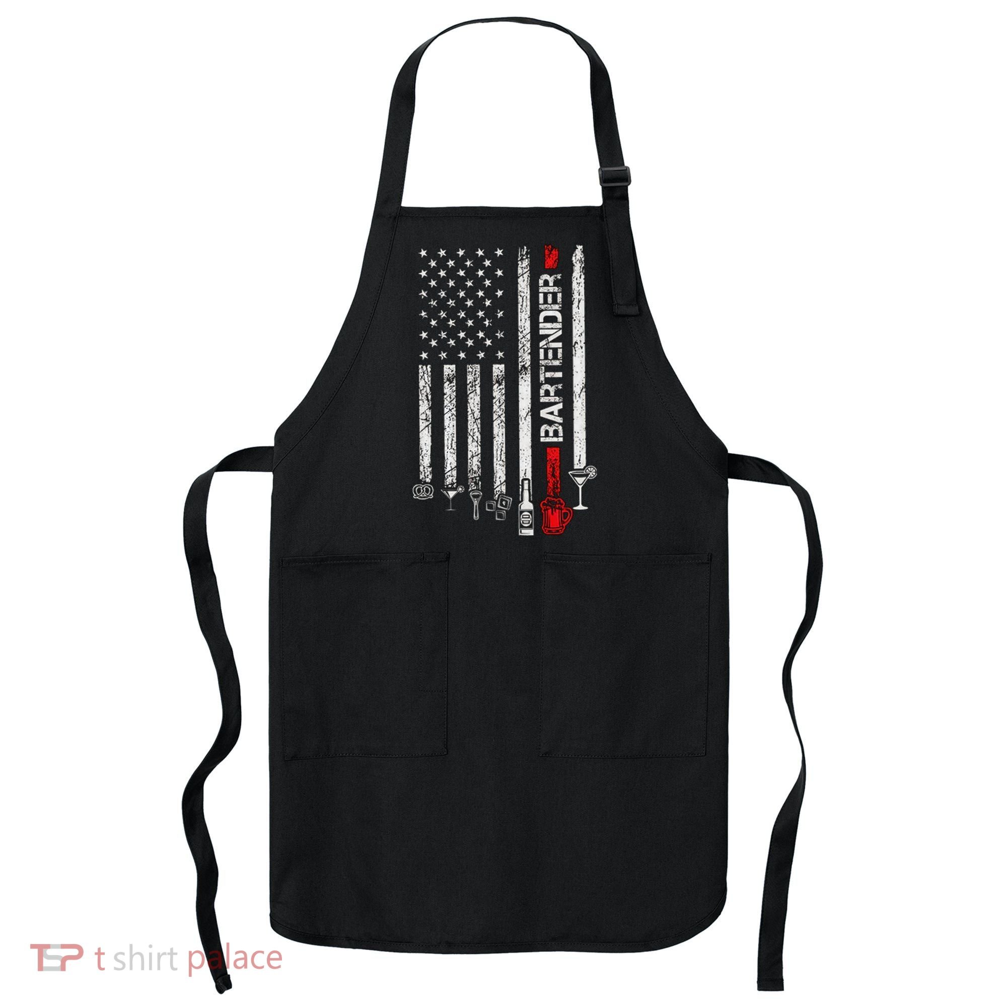 American Flag With Bartender Cool Gift For Women Men Father Apron