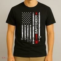 American Flag With Bartender Cool Gift For Women Men Father T-Shirt thumb 3