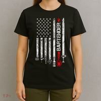 American Flag With Bartender Cool Gift For Women Men Father T-Shirt thumb 4