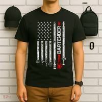 American Flag With Bartender Cool Gift For Women Men Father T-Shirt thumb 6