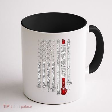 American Flag With Bartender Cool Gift For Women Men Father Coffee Mug back