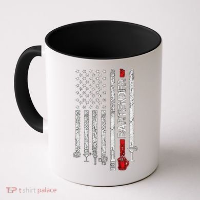 American Flag With Bartender Cool Gift For Women Men Father Coffee Mug