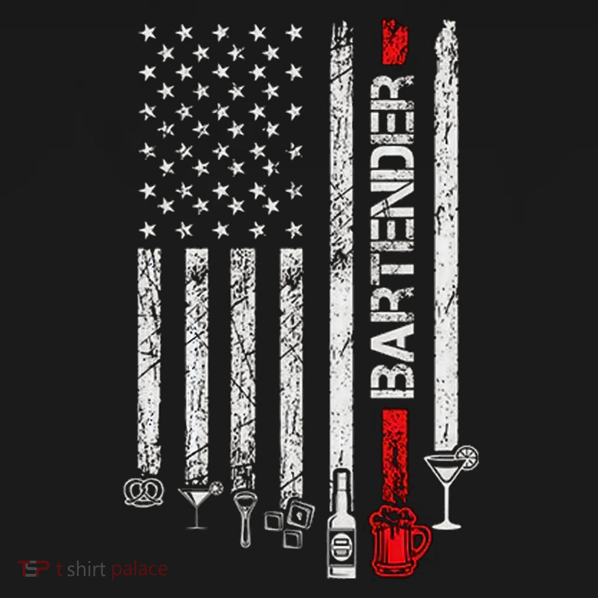 American Flag With Bartender Cool Gift For Women Men Father Women's Hoodie