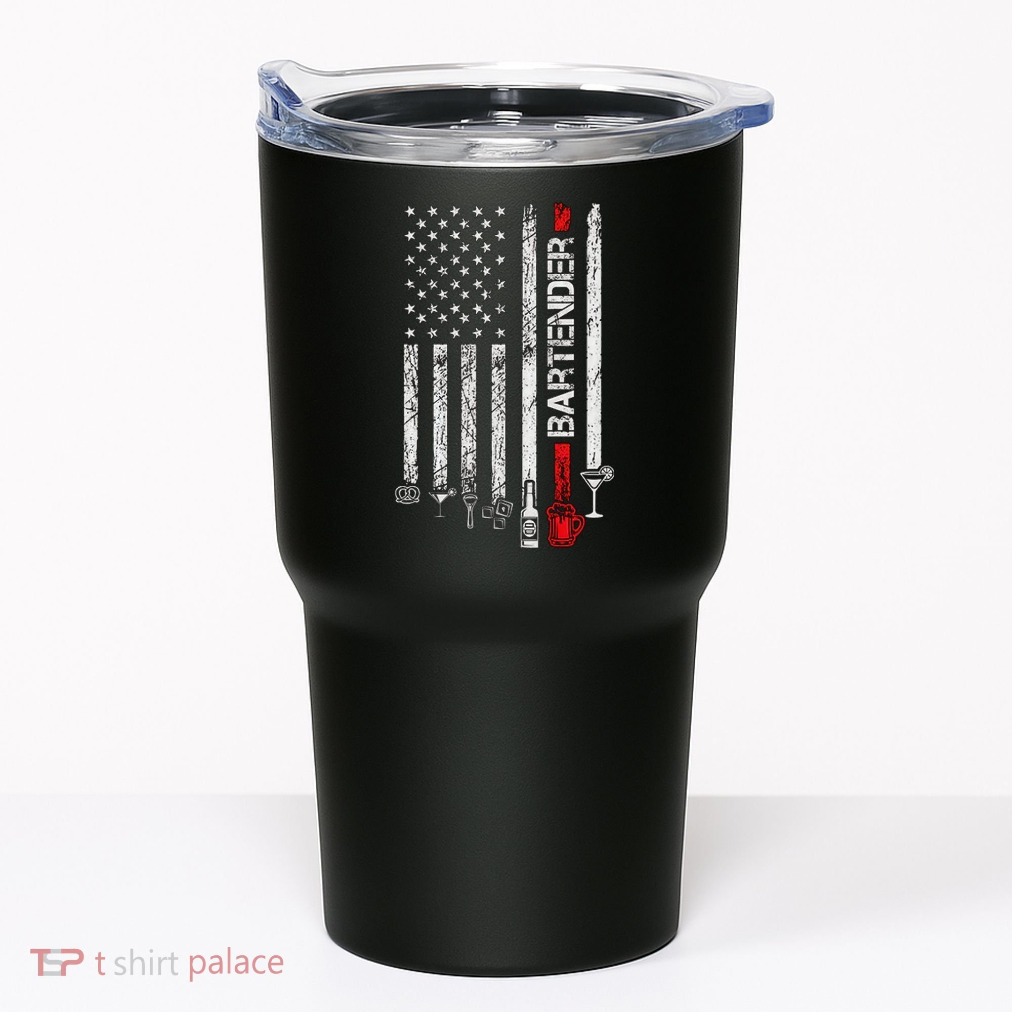 American Flag With Bartender Cool Gift For Women Men Father Tumbler