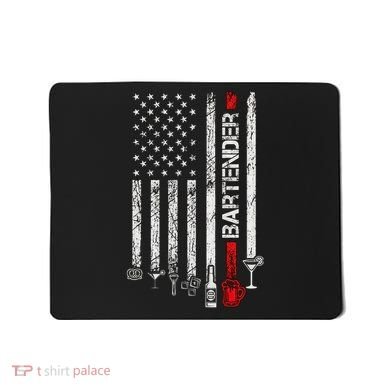 American Flag With Bartender Cool Gift For Women Men Father Mousepad