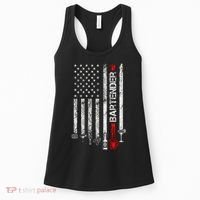 American Flag With Bartender Cool Gift For Women Men Father Women's Tank Top thumb 0