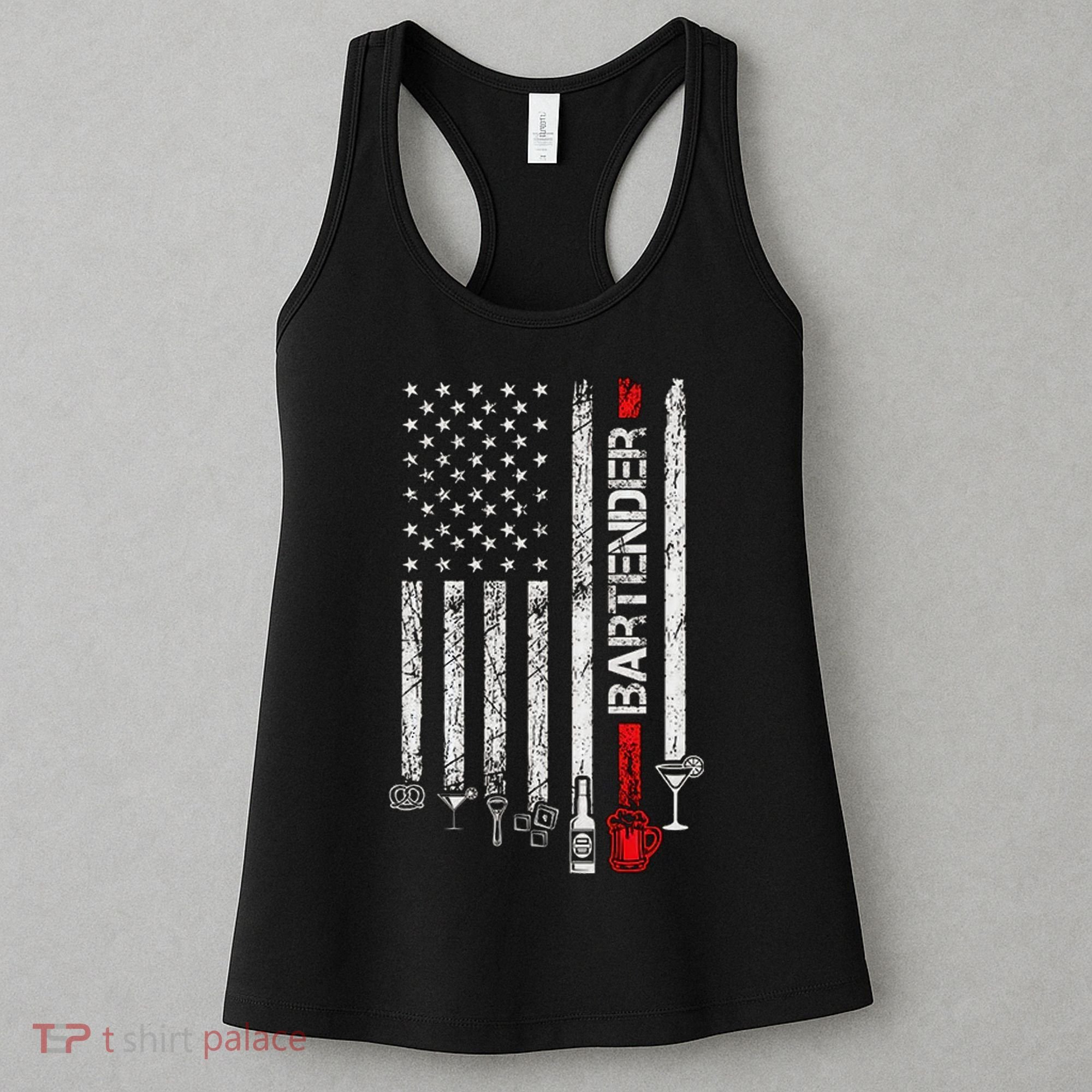 American Flag With Bartender Cool Gift For Women Men Father Women's Tank Top