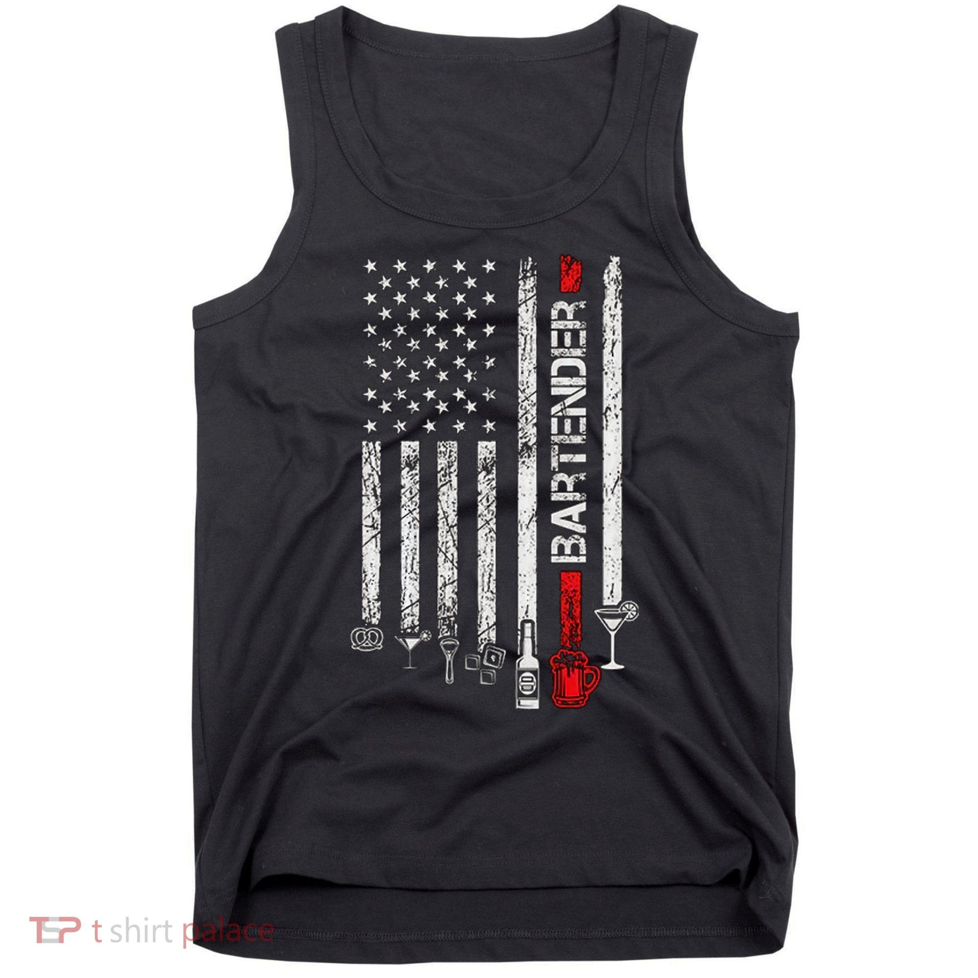 American Flag With Bartender Cool Gift For Women Men Father Tank Top