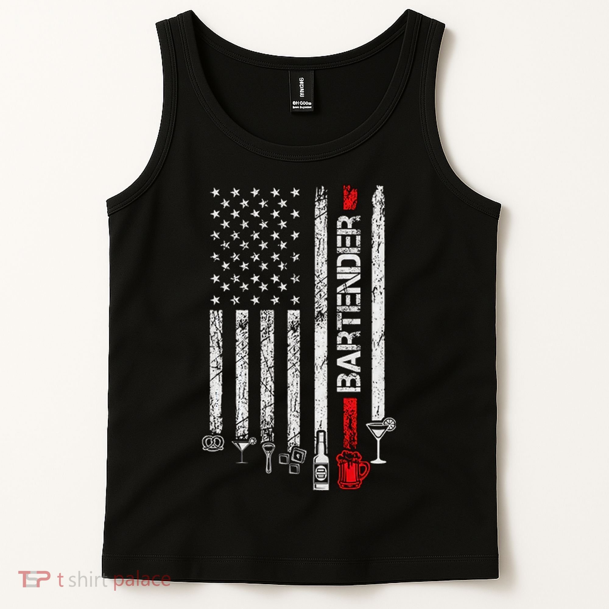 American Flag With Bartender Cool Gift For Women Men Father Tank Top