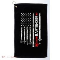 American Flag With Bartender Cool Gift For Women Men Father Golf Towel thumb 0