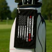 American Flag With Bartender Cool Gift For Women Men Father Golf Towel thumb 2