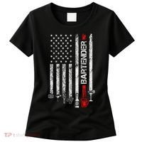 American Flag With Bartender Cool Gift For Women Men Father Women's T-Shirt thumb 0