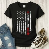 American Flag With Bartender Cool Gift For Women Men Father Women's T-Shirt thumb 3