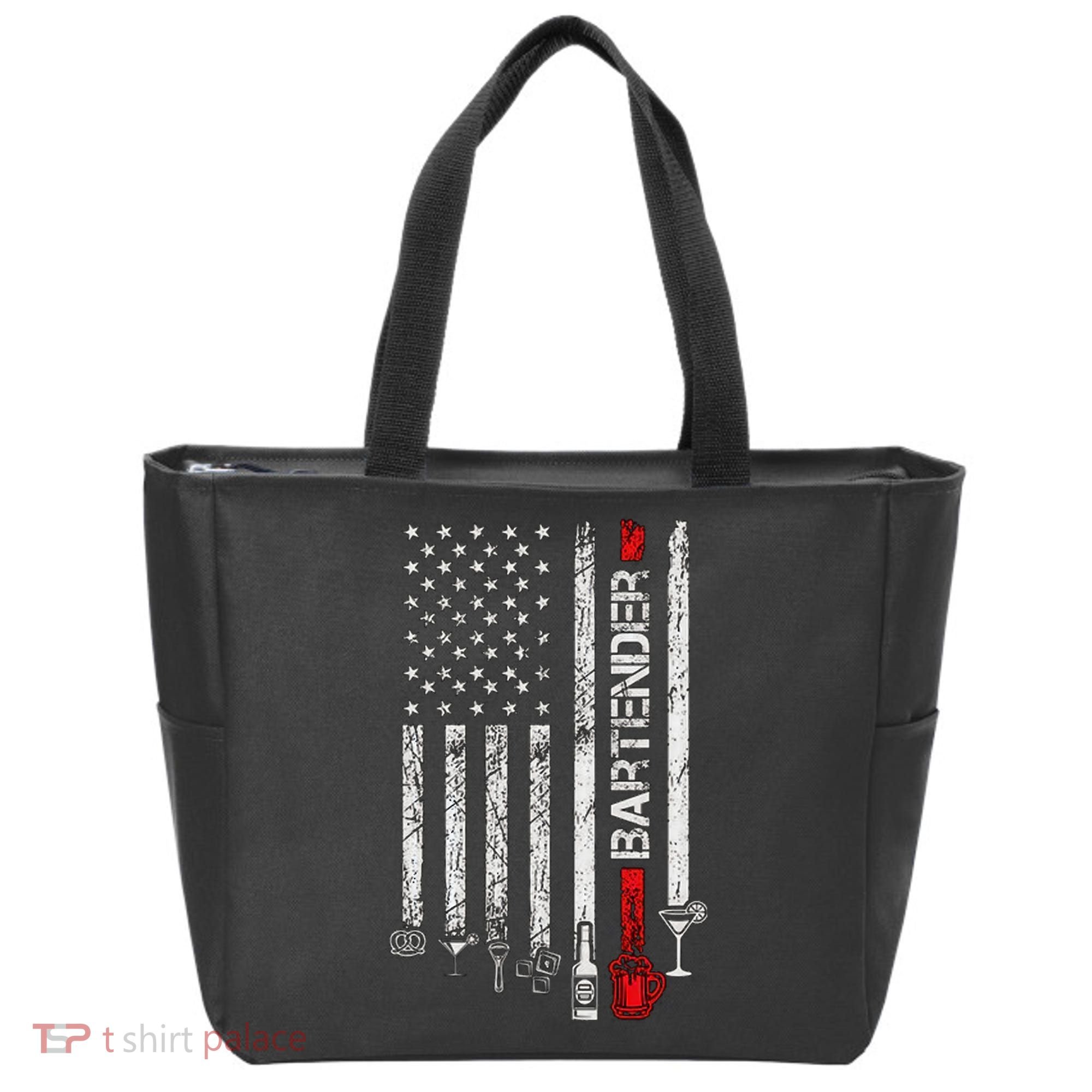 American Flag With Bartender Cool Gift For Women Men Father Tote Bag