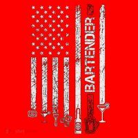 American Flag With Bartender Cool Gift For Women Men Father Santa Hat thumb 1