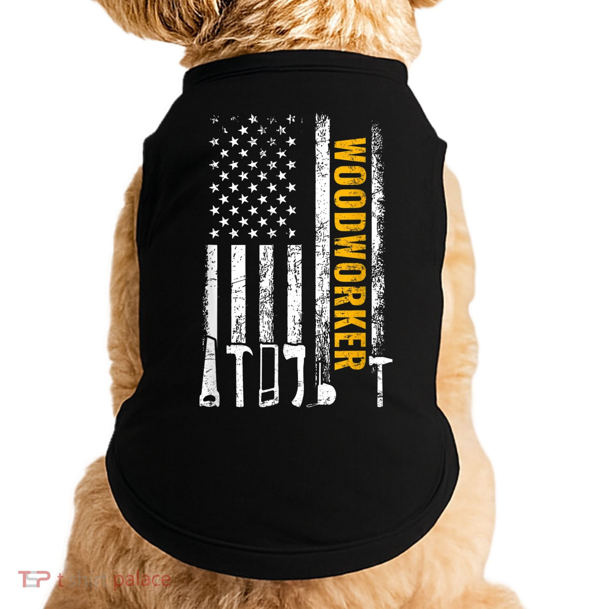 American Flag Woodworker Carpenter Funny Woodworking Doggie Tank