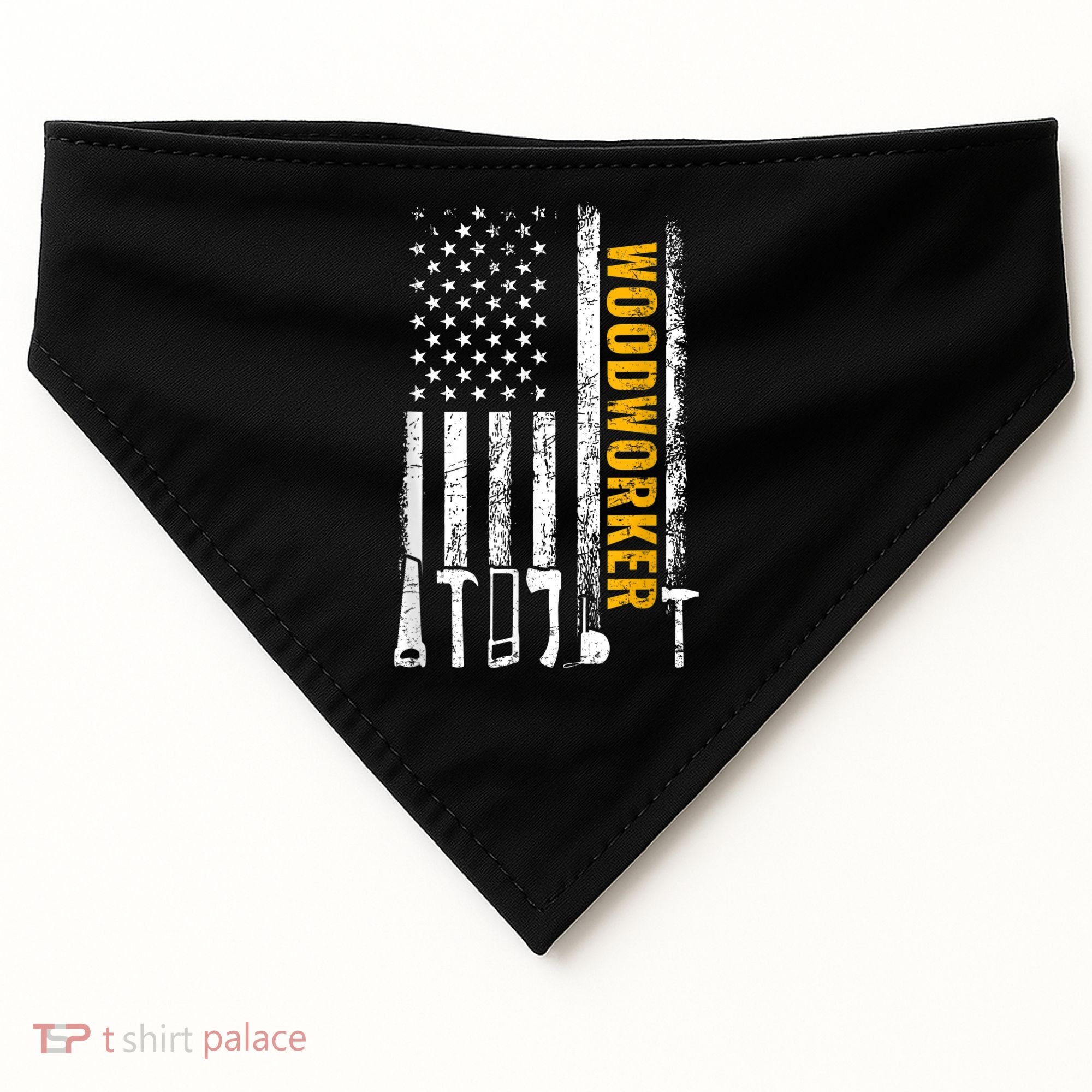 American Flag Woodworker Carpenter Funny Woodworking USA-Made Doggie Bandana