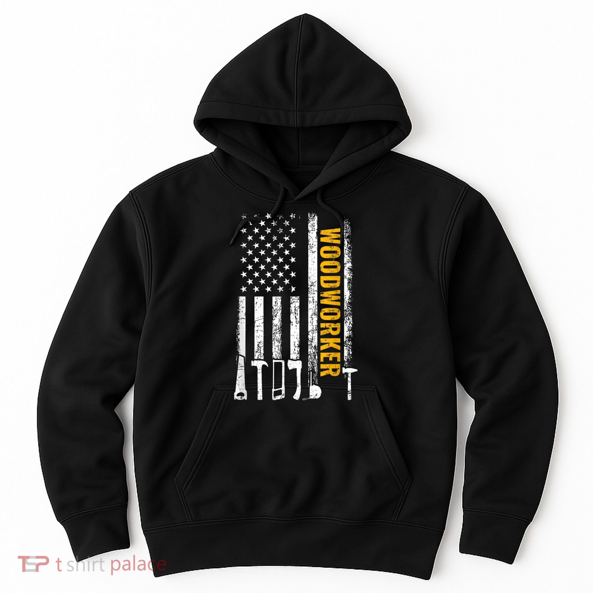 American Flag Woodworker Carpenter Funny Woodworking Hoodie