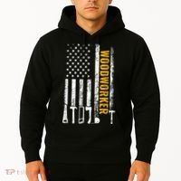 American Flag Woodworker Carpenter Funny Woodworking Hoodie thumb 2