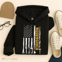 American Flag Woodworker Carpenter Funny Woodworking Hoodie thumb 4