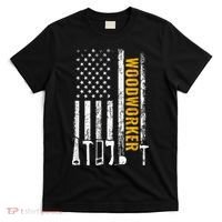 American Flag Woodworker Carpenter Funny Woodworking T-Shirt thumb 0