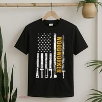 American Flag Woodworker Carpenter Funny Woodworking T-Shirt thumb 2